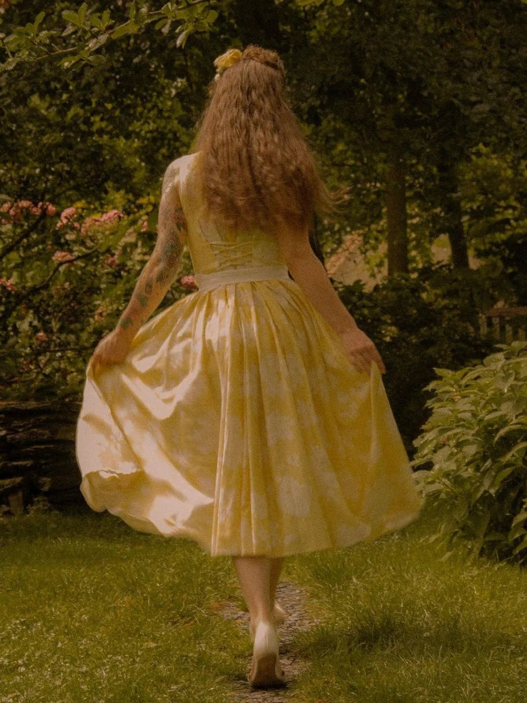 Dame Blomstret Linen Midi Kjole Ærmeløs