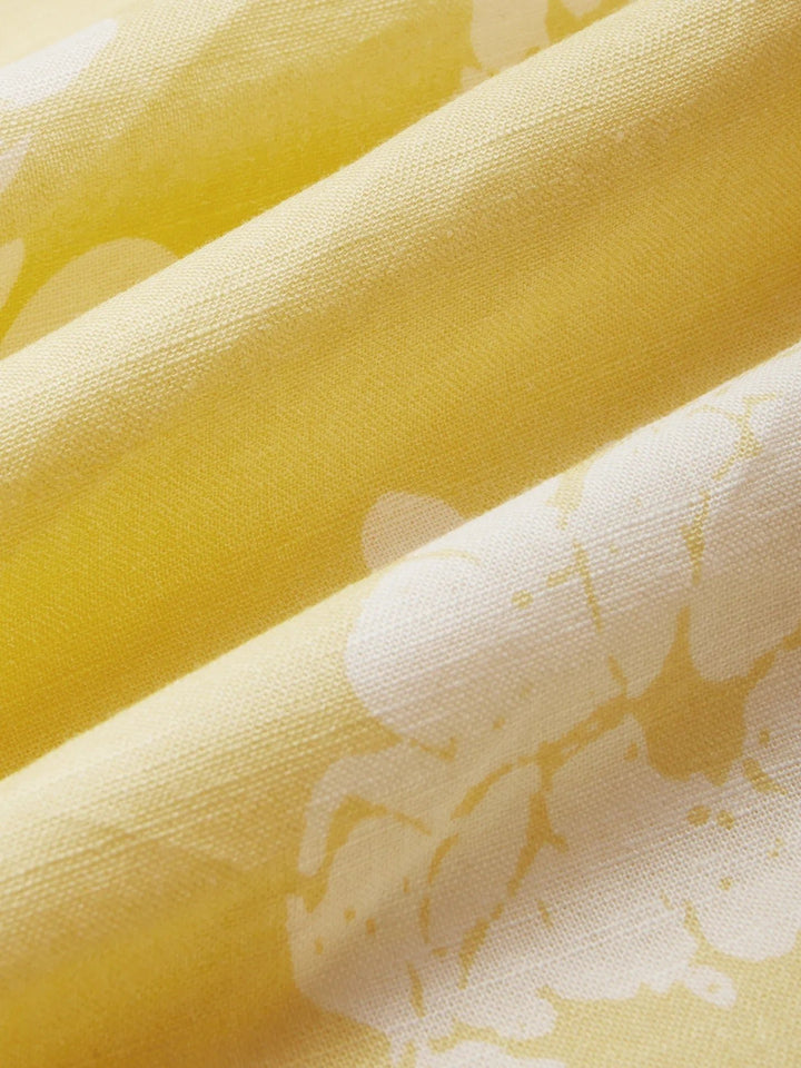 Dame Blomstret Linen Midi Kjole Ærmeløs