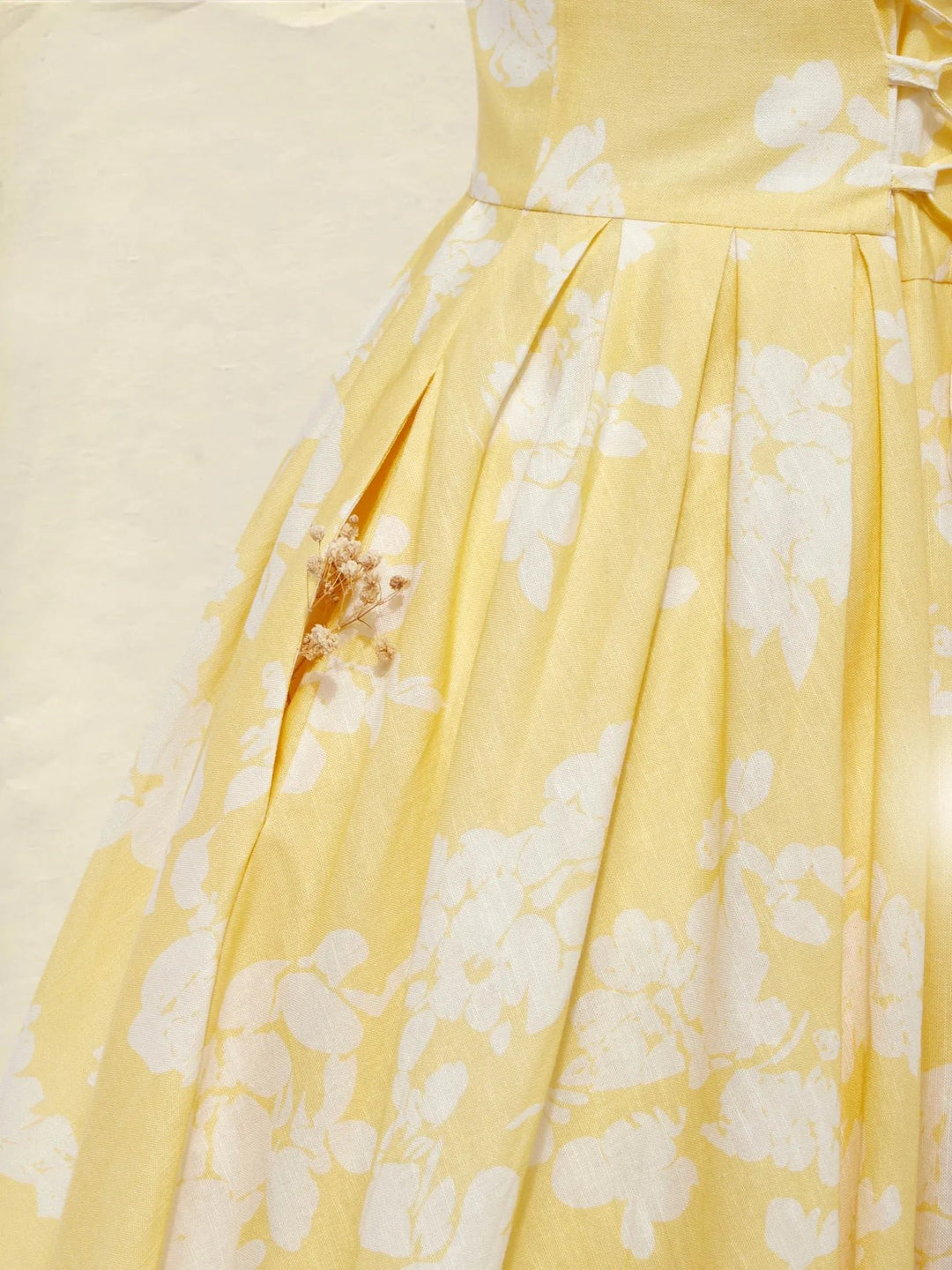 Dame Blomstret Linen Midi Kjole Ærmeløs