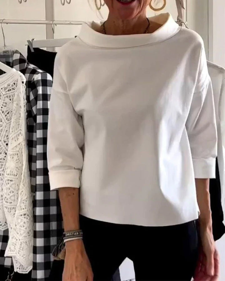 Dame Cowl Neck 3/4 Ærme Casual Bluse