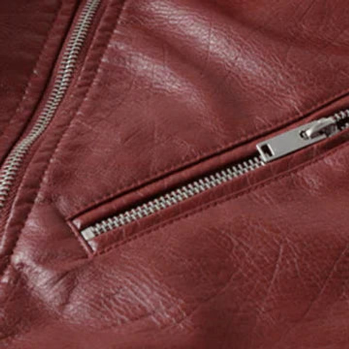 Dame Cropped Biker Leather Jacket Lynlås Bælte