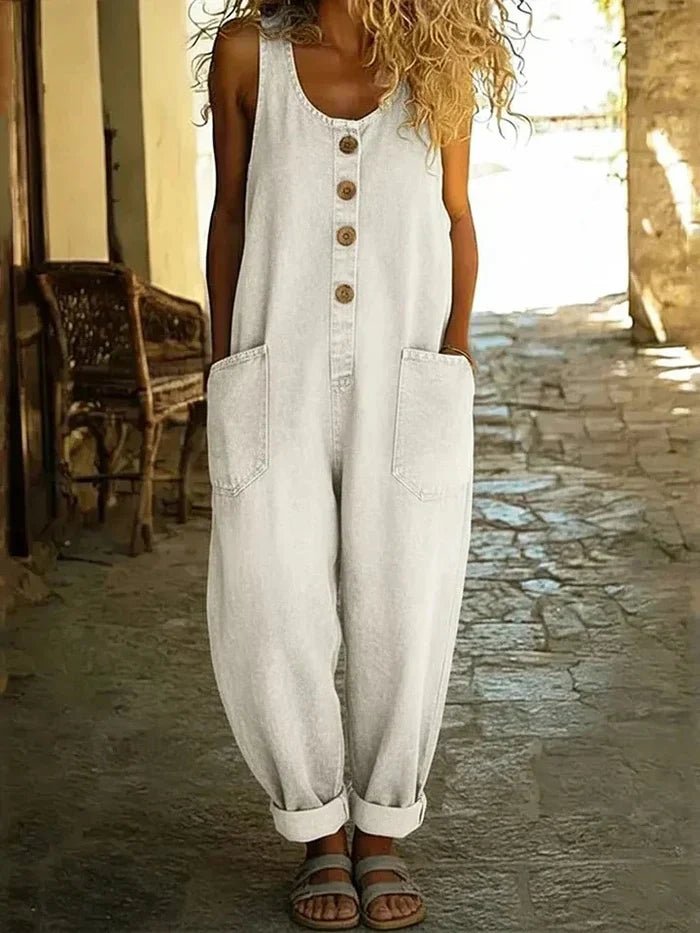 Dame Denim Overall Ærmeløs Loose Fit - White