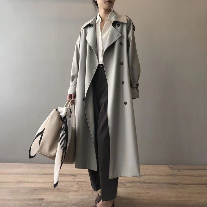 Dame Dobbeltknappet Vandafvisende Longline Trench Coat