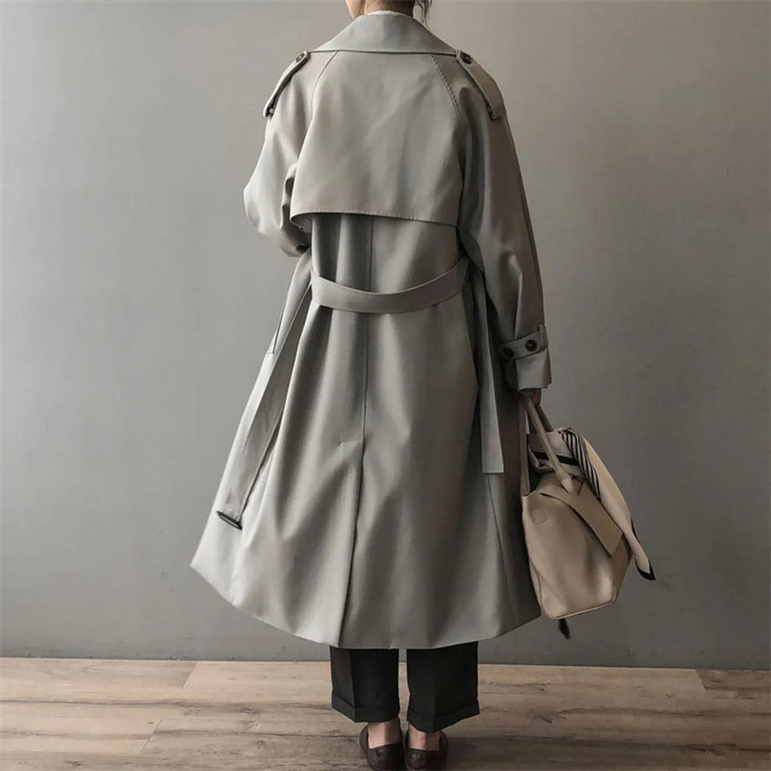 Dame Dobbeltknappet Vandafvisende Longline Trench Coat
