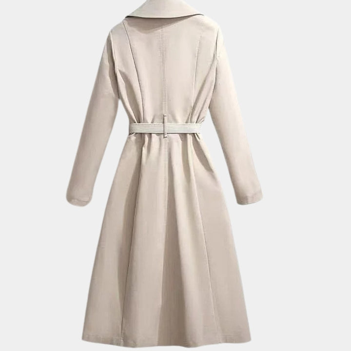 Dame Elegant Bæltet Trench Coat Klassisk Snit Hverdagsfrakke