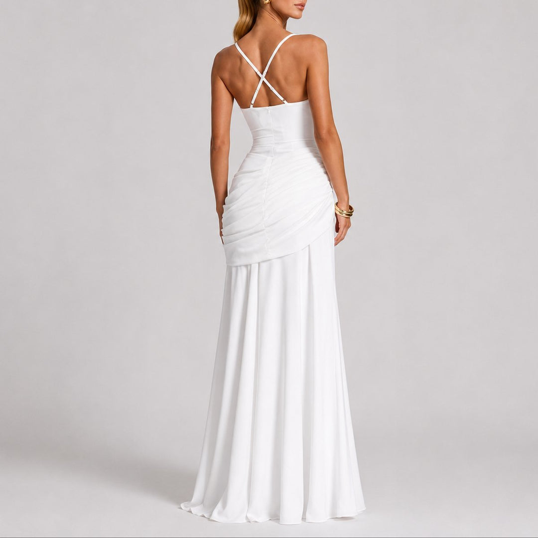 Dame Elegant Maxi Gallakjole Ruched Firkantet Halsudskæring Bryllupsgæst