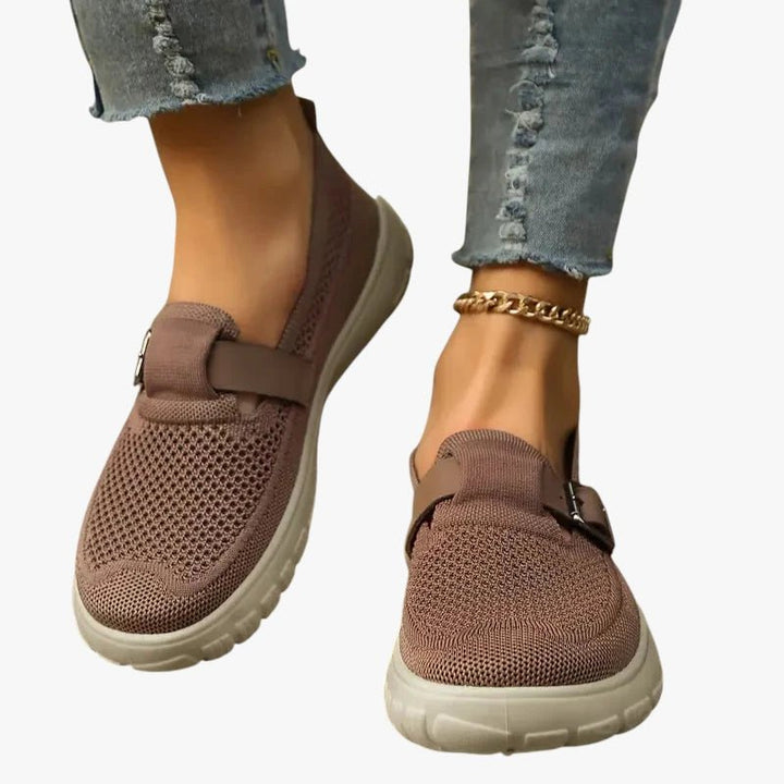 Dame Ergonomiske Slip-on Sko med Velcro Lukning - Brun