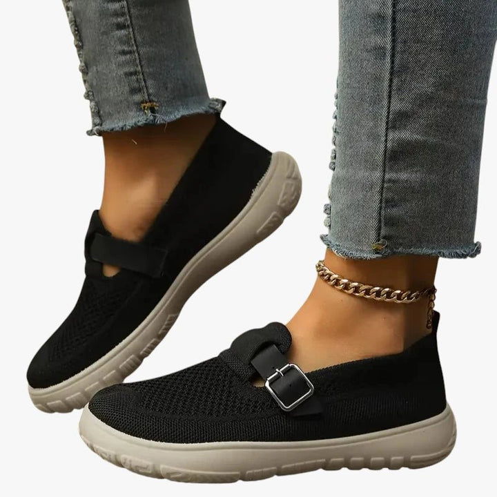 Dame Ergonomiske Slip-on Sko med Velcro Lukning - Sort