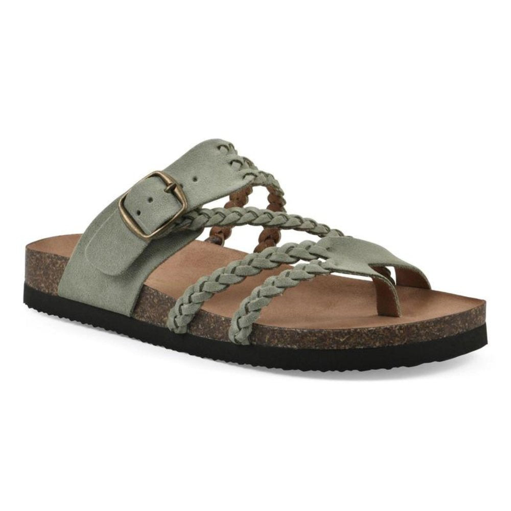 Dame Flettede Spænde Sandaler med Tårem og Kork-Sål - Green