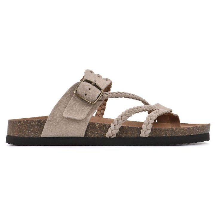 Dame Flettede Spænde Sandaler med Tårem og Kork-Sål - Beige