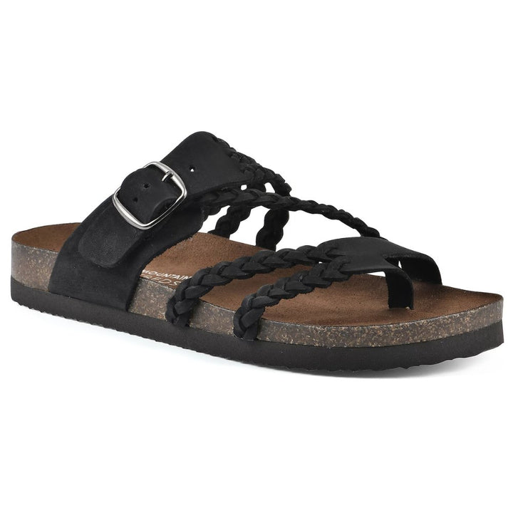 Dame Flettede Spænde Sandaler med Tårem og Kork-Sål - Black