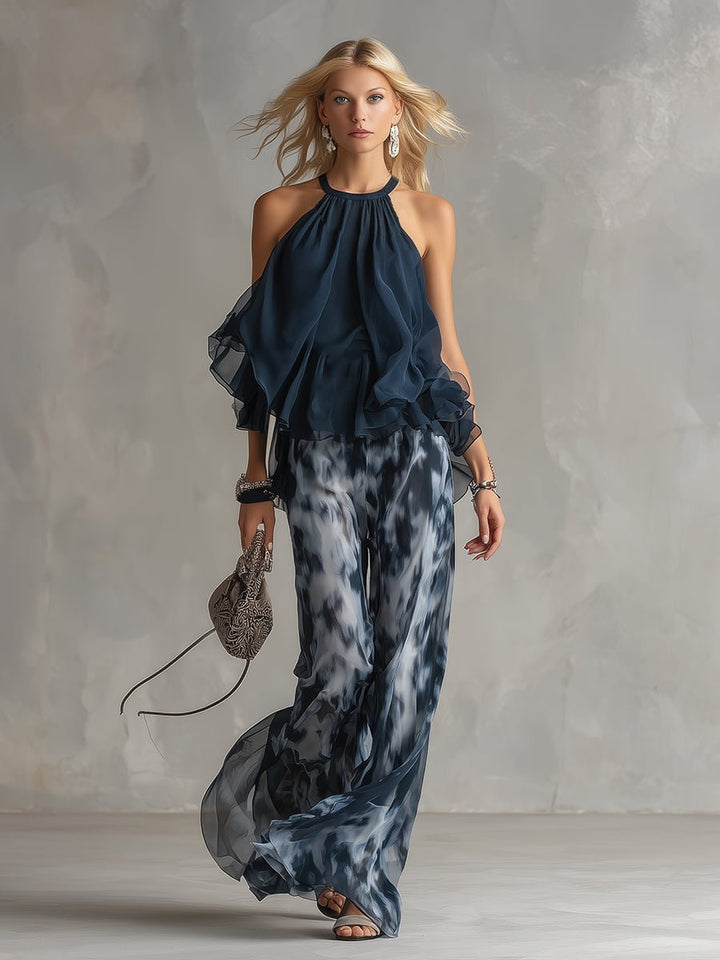 Dame Halterneck Wide-leg To-delt Sæt