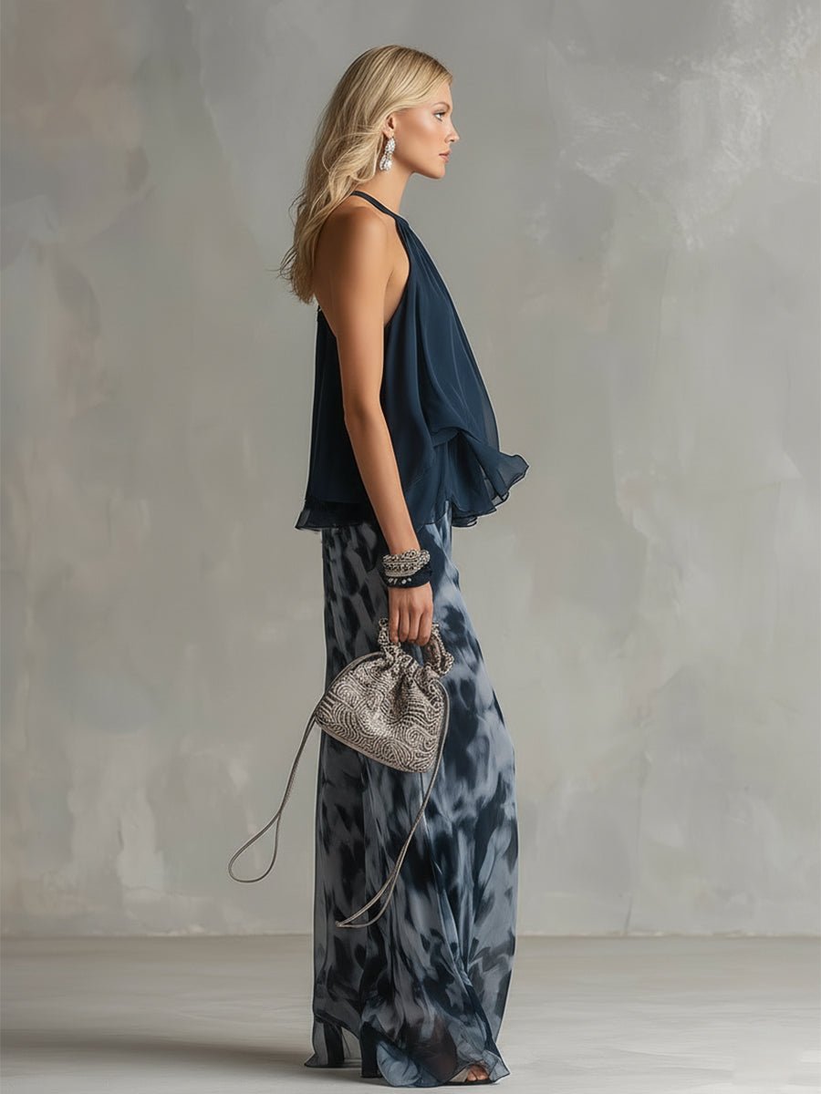 Dame Halterneck Wide-leg To-delt Sæt