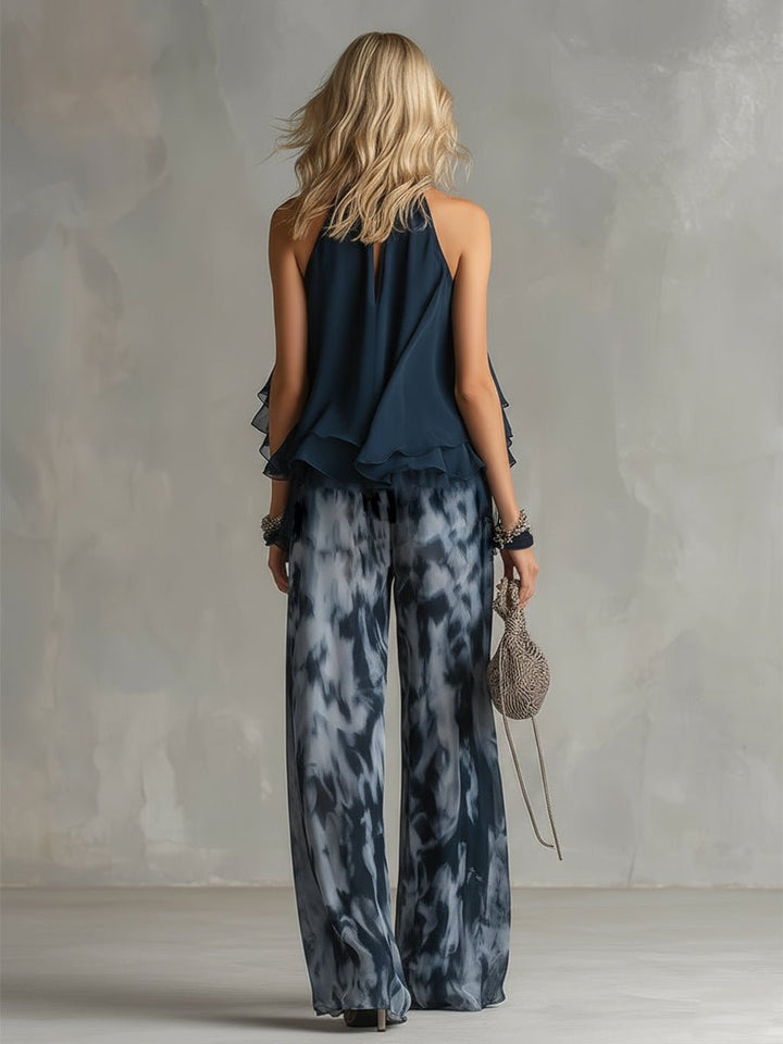 Dame Halterneck Wide-leg To-delt Sæt