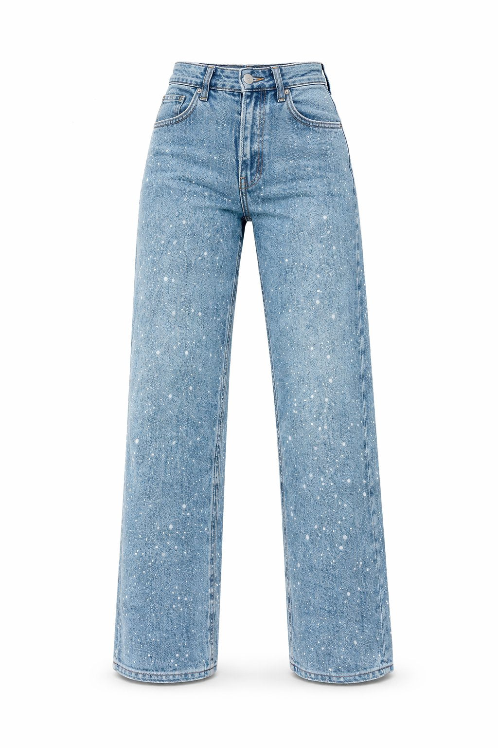 Dame High-Waist Straight-Leg Glitter Denim Jeans