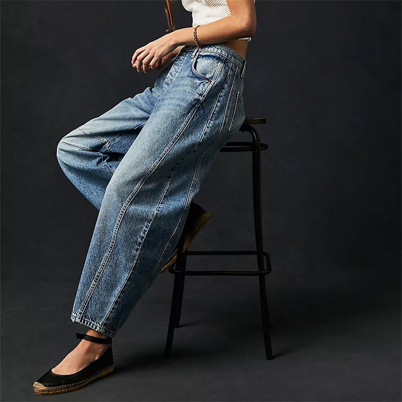 Dame Højtaljede Barrel-Leg Jeans Afslappet Pasform
