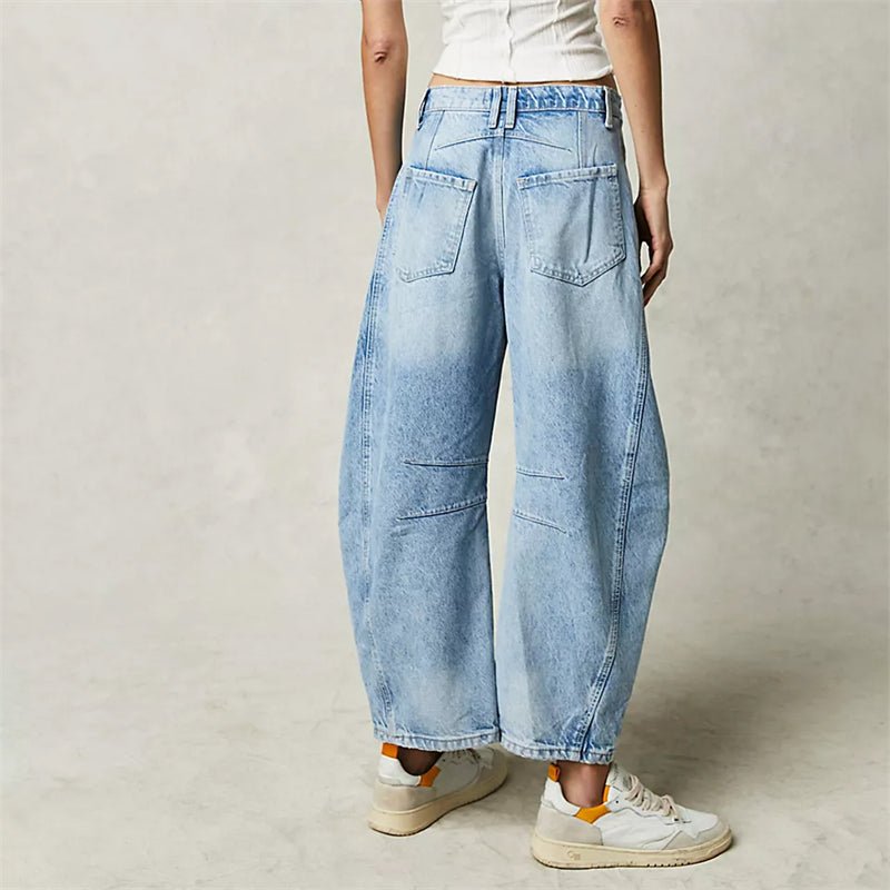 Dame Højtaljede Barrel-Leg Jeans Afslappet Pasform