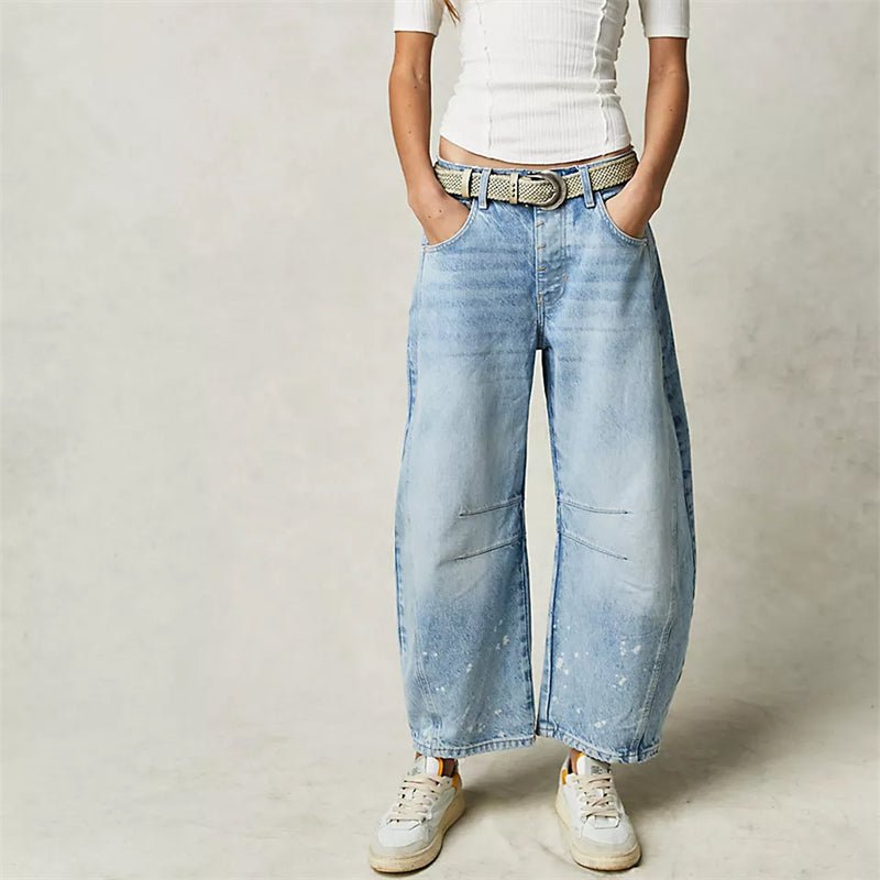 Dame Højtaljede Barrel-Leg Jeans Afslappet Pasform