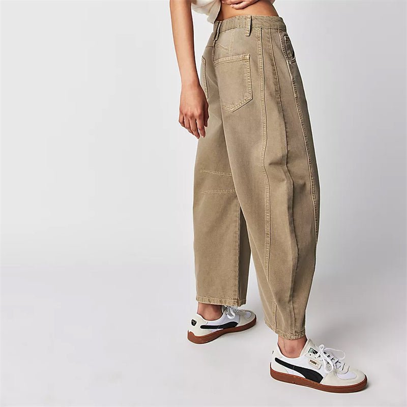 Dame Højtaljede Barrel-Leg Jeans Afslappet Pasform