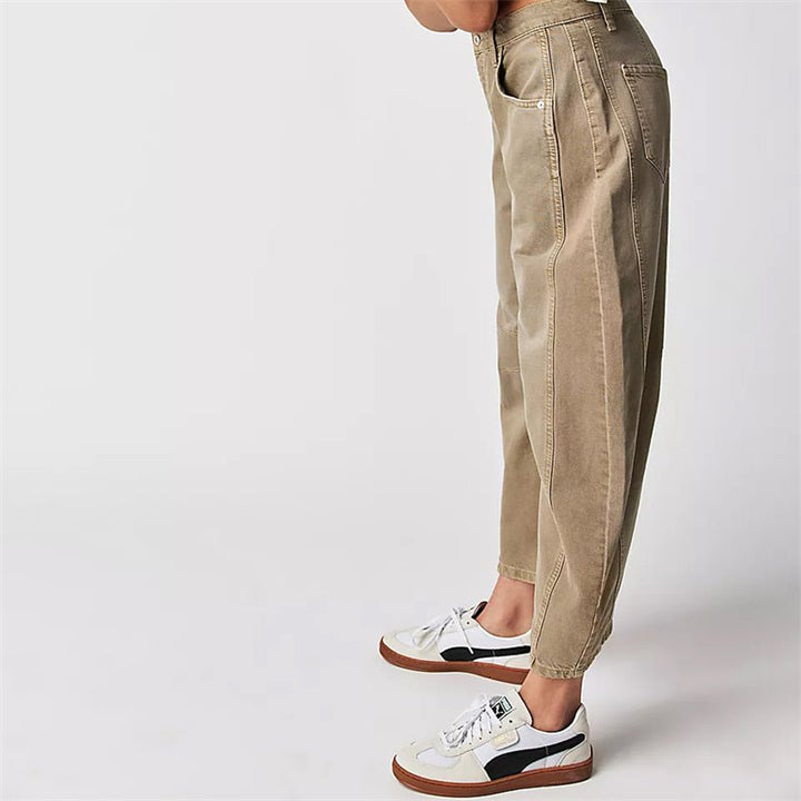 Dame Højtaljede Barrel-Leg Jeans Afslappet Pasform