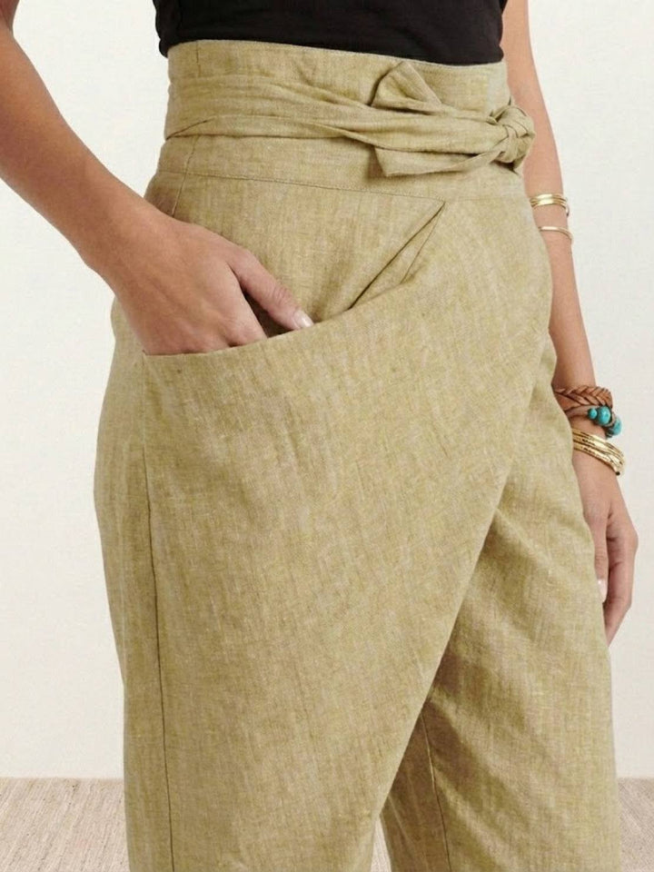 Dame Højtaljede Wrap-Front Afsmalnende Cropped Bukser