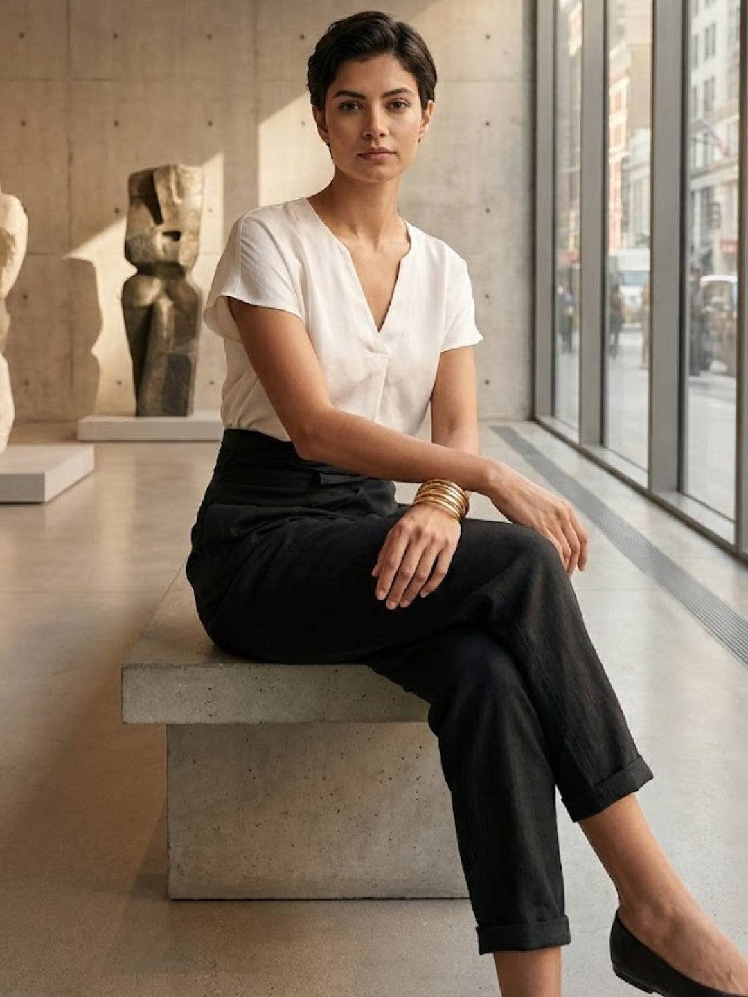 Dame Højtaljede Wrap-Front Afsmalnende Cropped Bukser