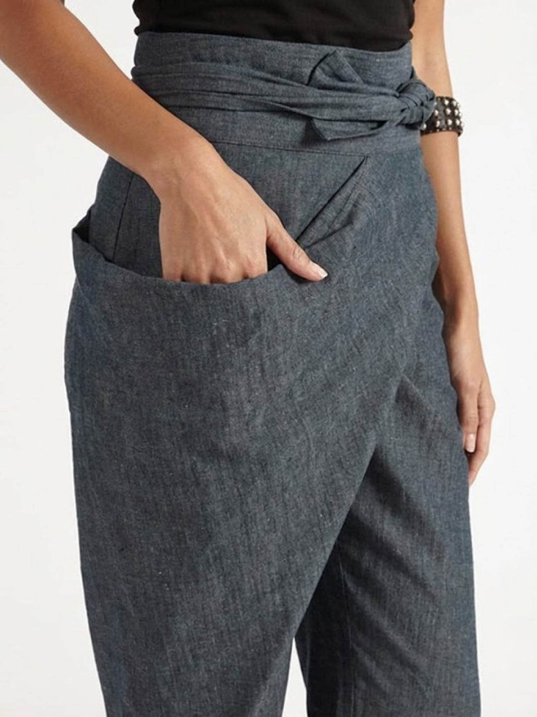 Dame Højtaljede Wrap-Front Afsmalnende Cropped Bukser