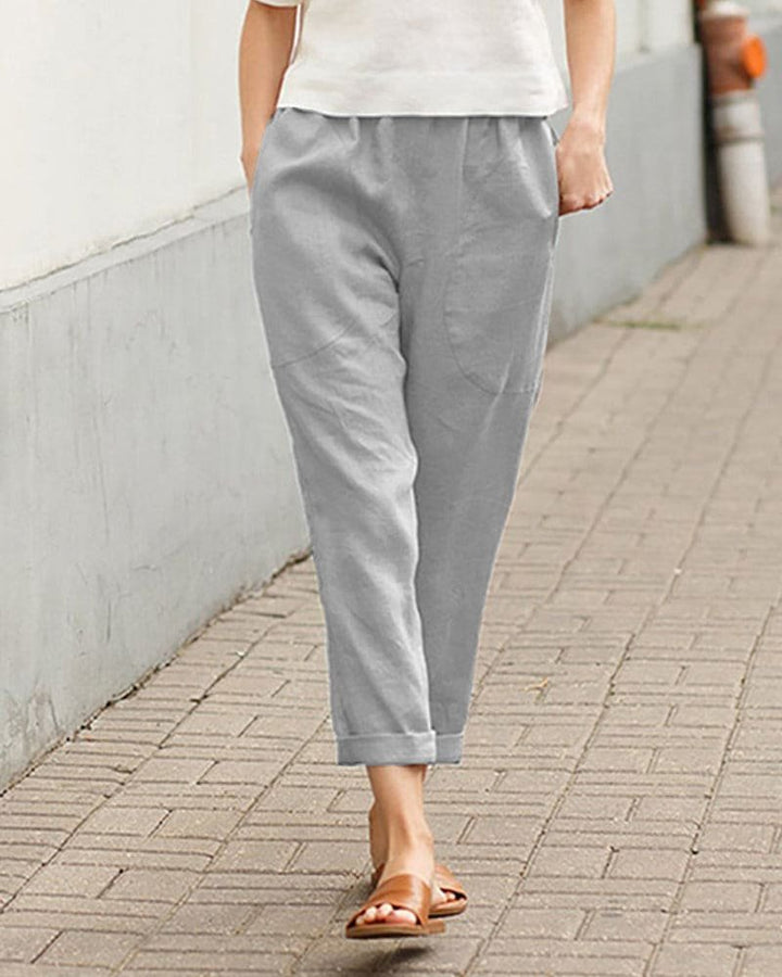 Dame Hør Bomulds Harem Bukser Afslappet Tapered - Gray
