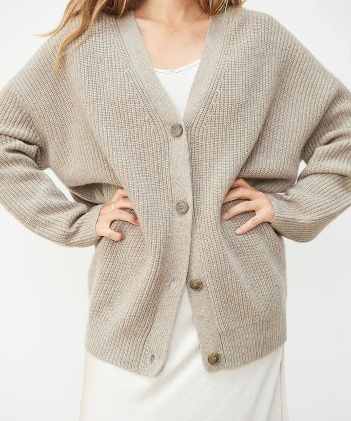 Dame Kashmir V-hals Strikket Cardigan Klassisk Pasform
