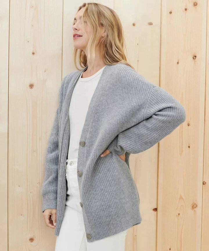 Dame Kashmir V-hals Strikket Cardigan Klassisk Pasform
