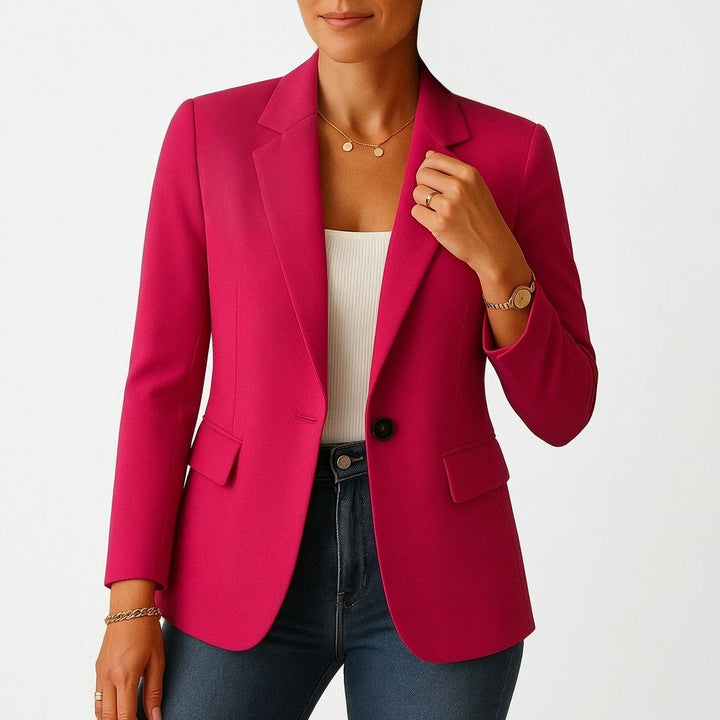Dame Klassisk Enkeltknap Blazer Skræddersyet Fit - Rosa oscuro