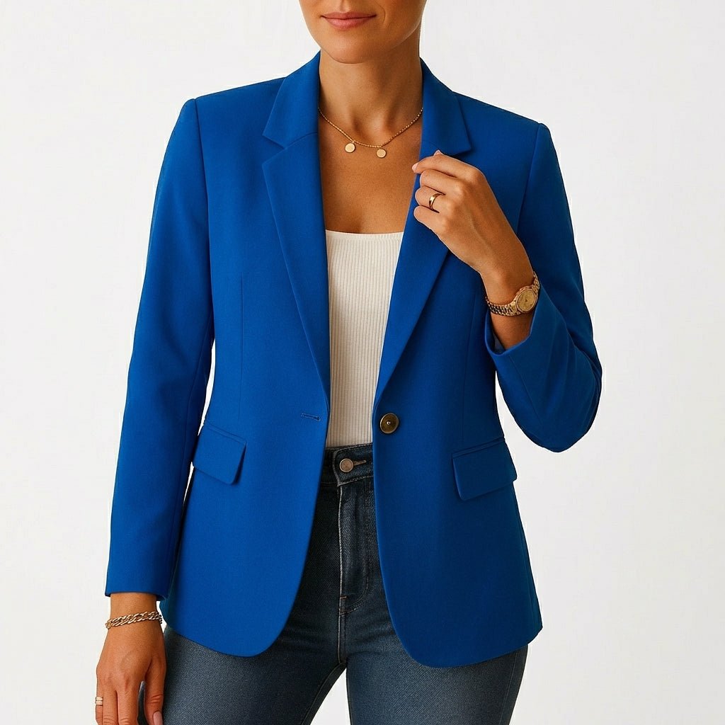 Dame Klassisk Enkeltknap Blazer Skræddersyet Fit - Azul
