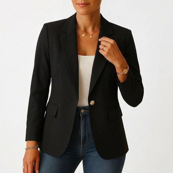 Dame Klassisk Enkeltknap Blazer Skræddersyet Fit - Negro