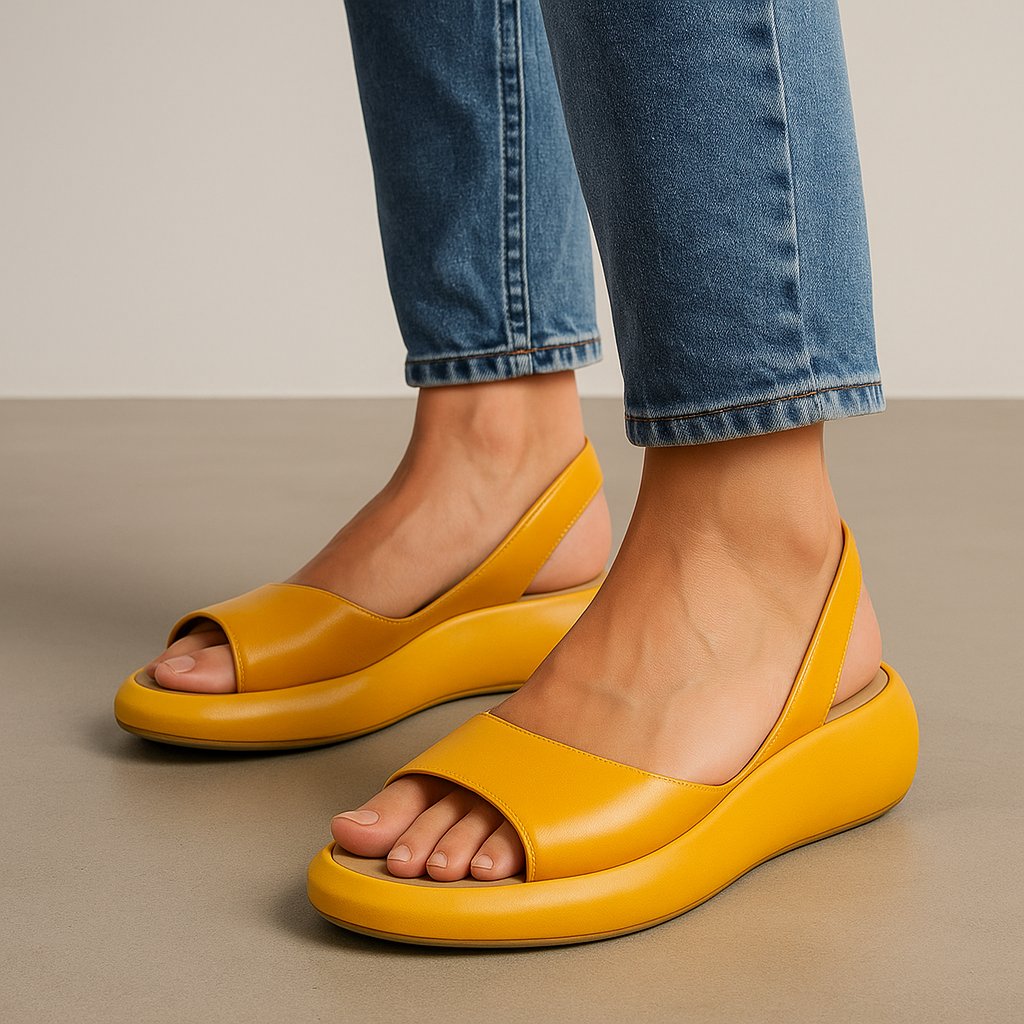 Dame Komfort Sandaler Ergonomiske Polstrede - Yellow