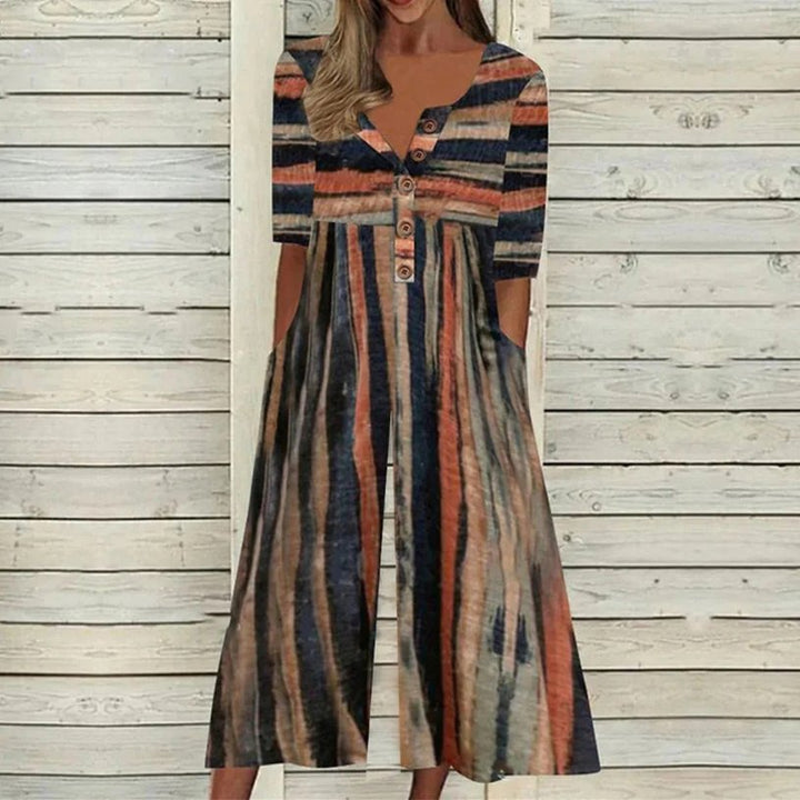 Dame Kortærmet Bomulds Culotte Jumpsuit med Knaplukning - Multicolor