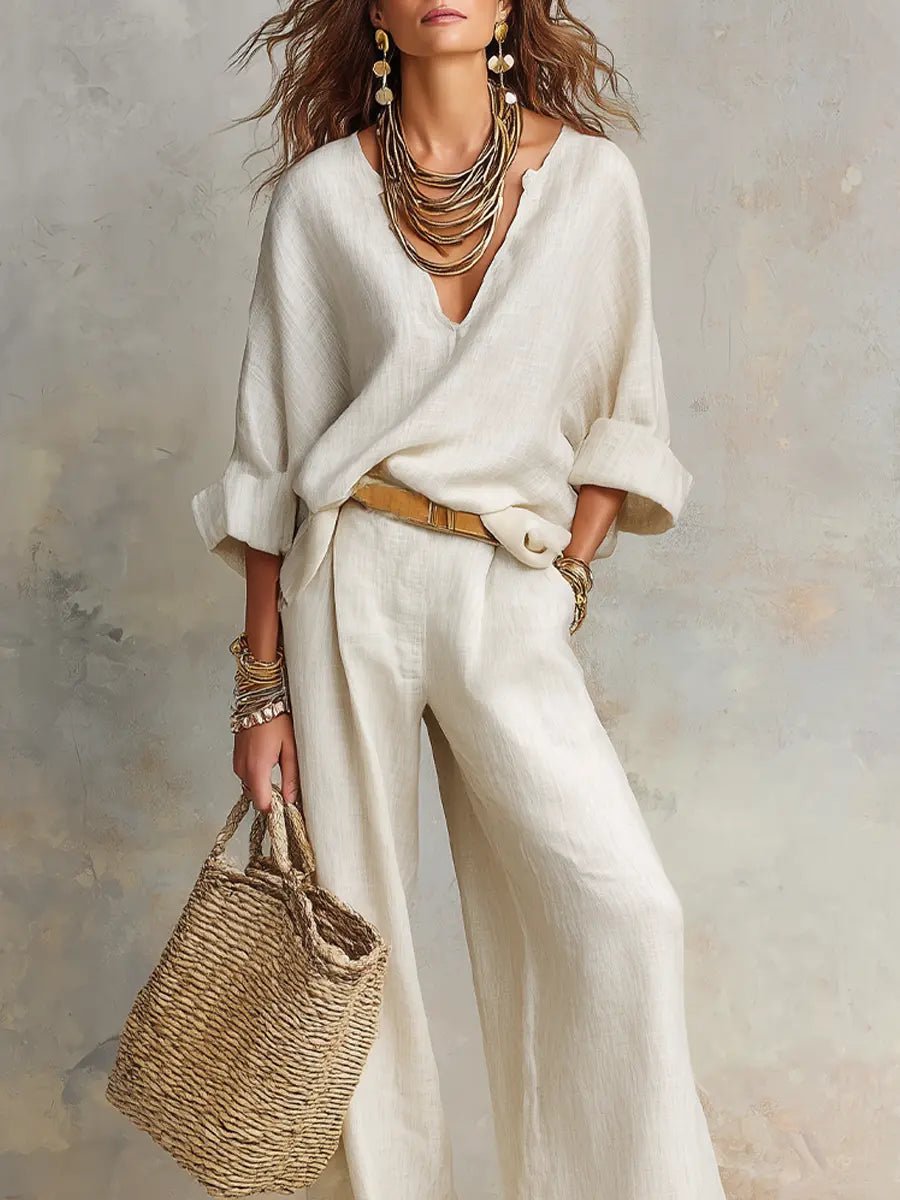 Dame Løst Hør Todelt Sæt Resort-wear