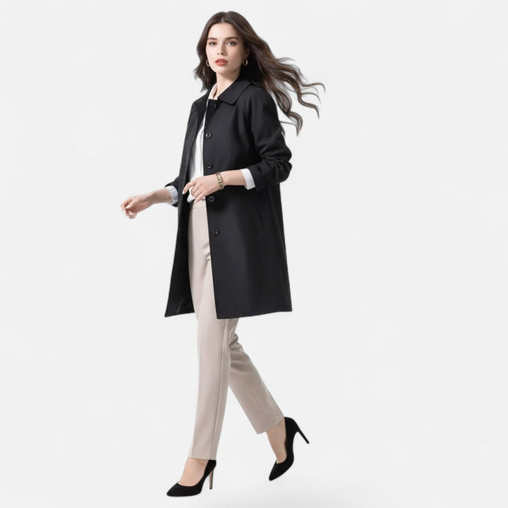 Dame Midi Uldblendet Dobbeltradet Trench Coat