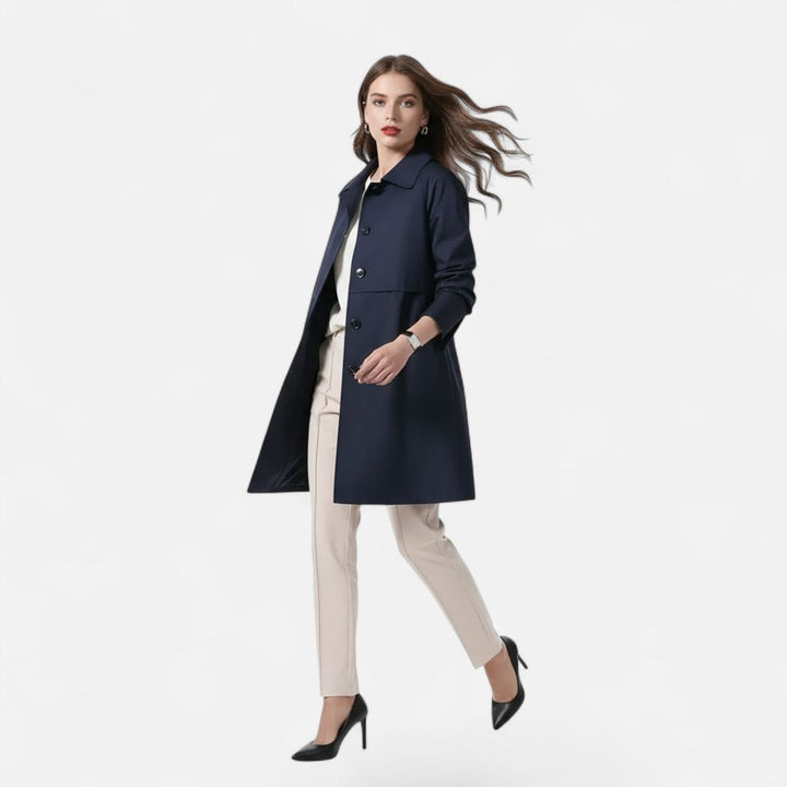 Dame Midi Uldblendet Dobbeltradet Trench Coat