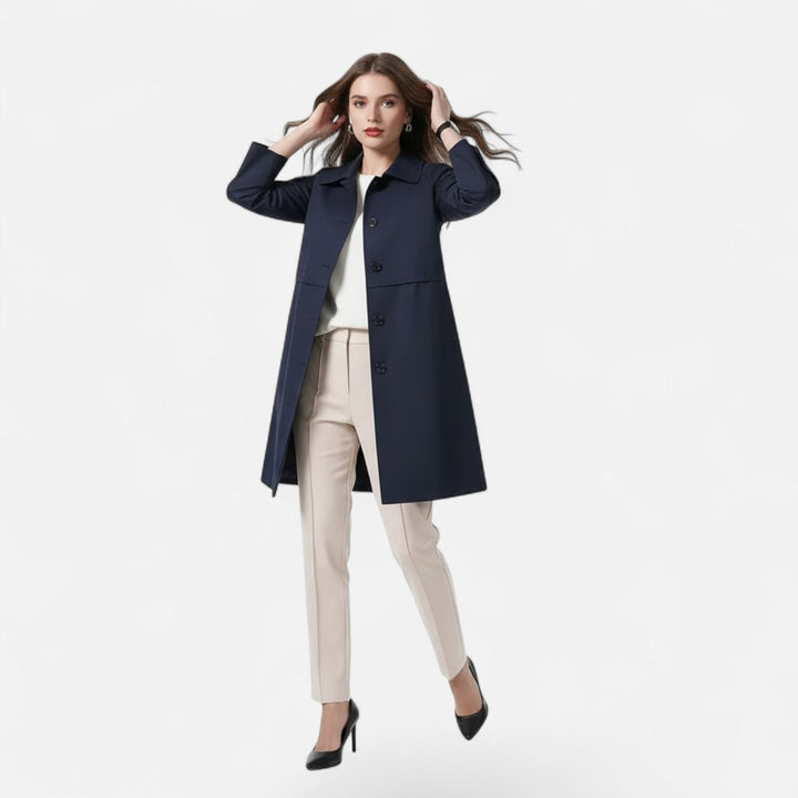 Dame Midi Uldblendet Dobbeltradet Trench Coat