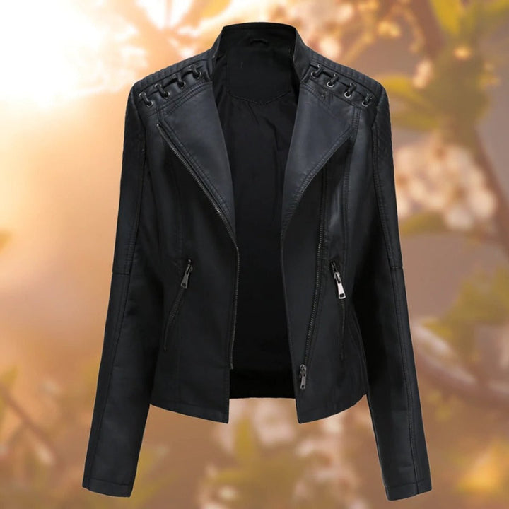 Dame Motorcykel Leather Jacket Lynlås Skindjakke