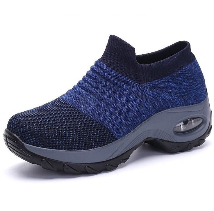 Dame Orthopædiske Memory Foam Slip-On Sneakers - Blue (Gray Sole)