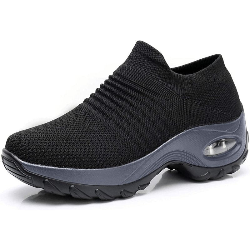 Dame Orthopædiske Memory Foam Slip-On Sneakers - Black (Gray Sole)