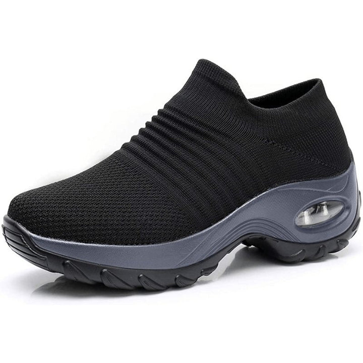 Dame Orthopædiske Memory Foam Slip-On Sneakers - Black (Gray Sole)