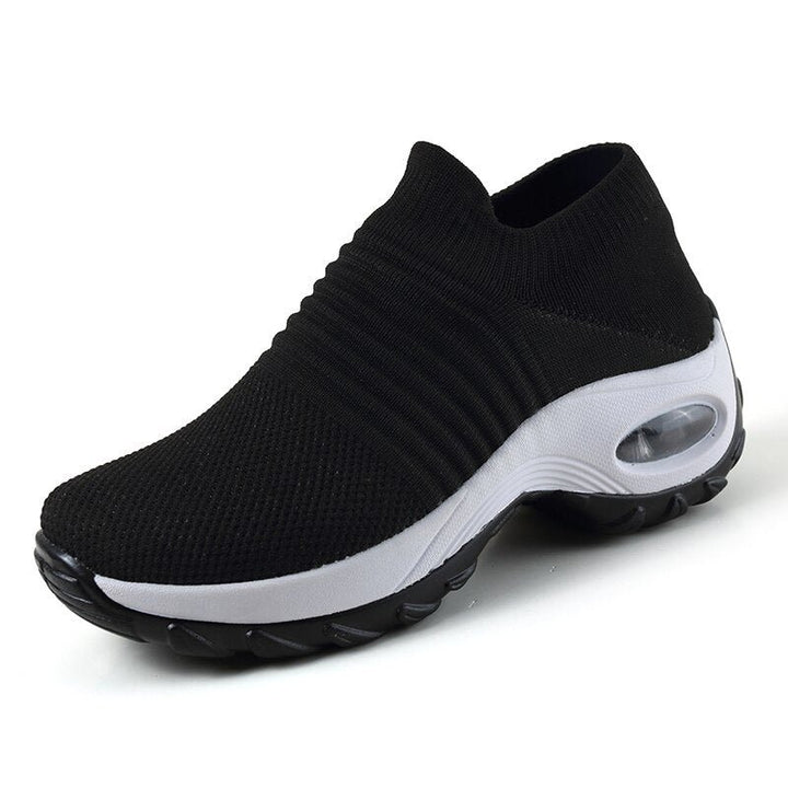 Dame Orthopædiske Memory Foam Slip-On Sneakers - Black (White Sole)