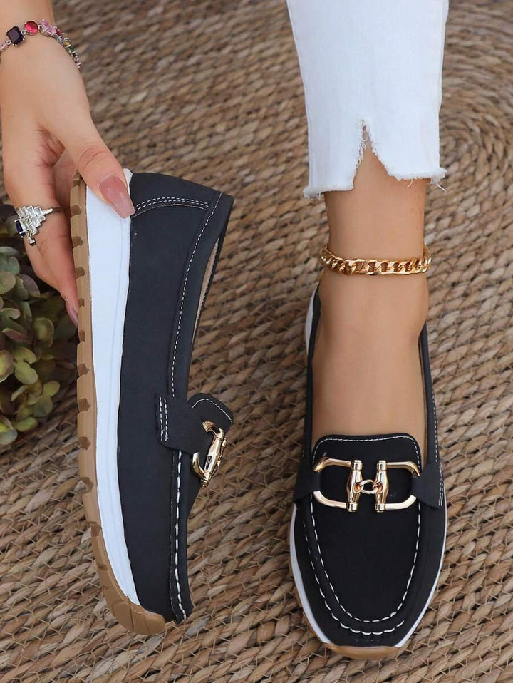 Dame Ortopædisk Slip-On Loafers Guldspænde Skridsikker Sål