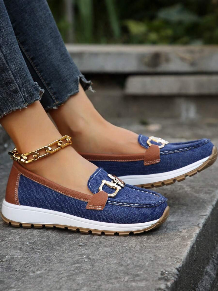 Dame Ortopædisk Slip-On Loafers Guldspænde Skridsikker Sål