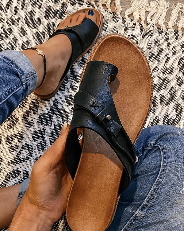Dame Ortopædiske Sandaler Komfort Flad Sommer - Black