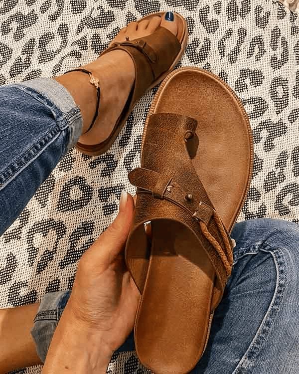 Dame Ortopædiske Sandaler Komfort Flad Sommer - Brown