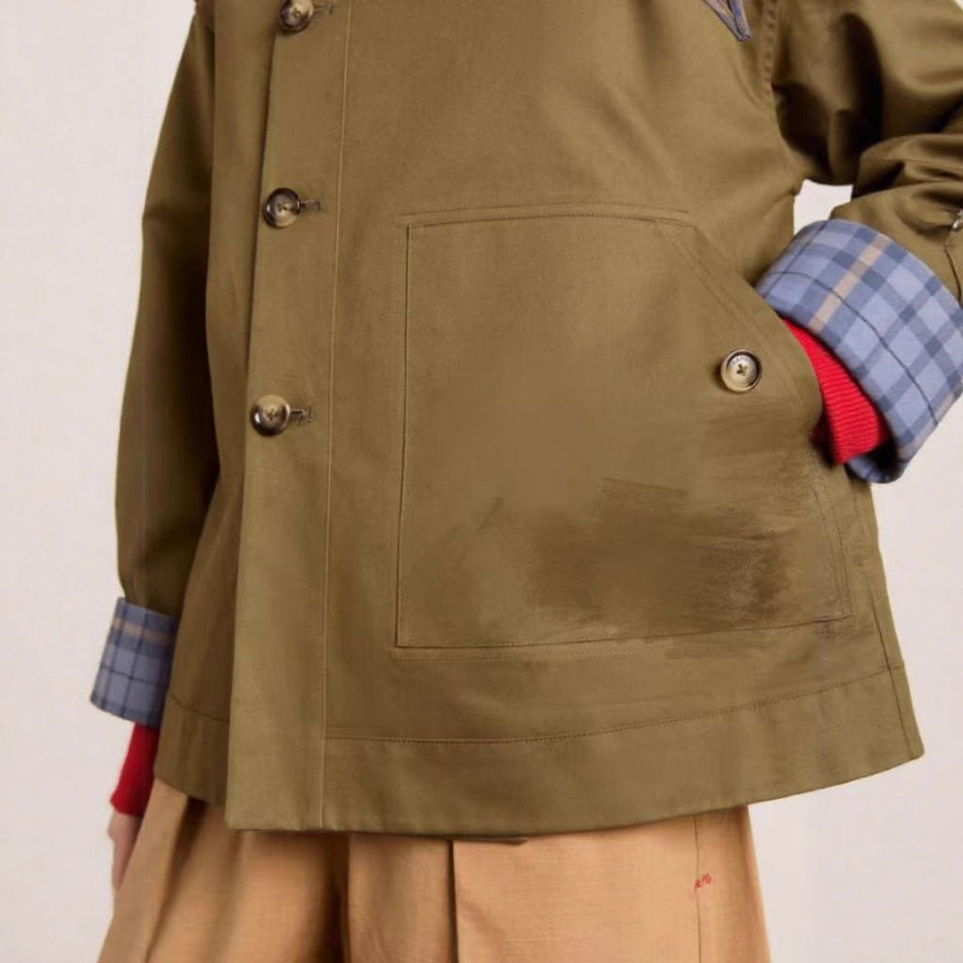 Dame Oversized Dobbeltknappet Ternet Trench Coat