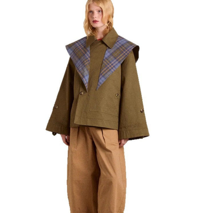 Dame Oversized Dobbeltknappet Ternet Trench Coat